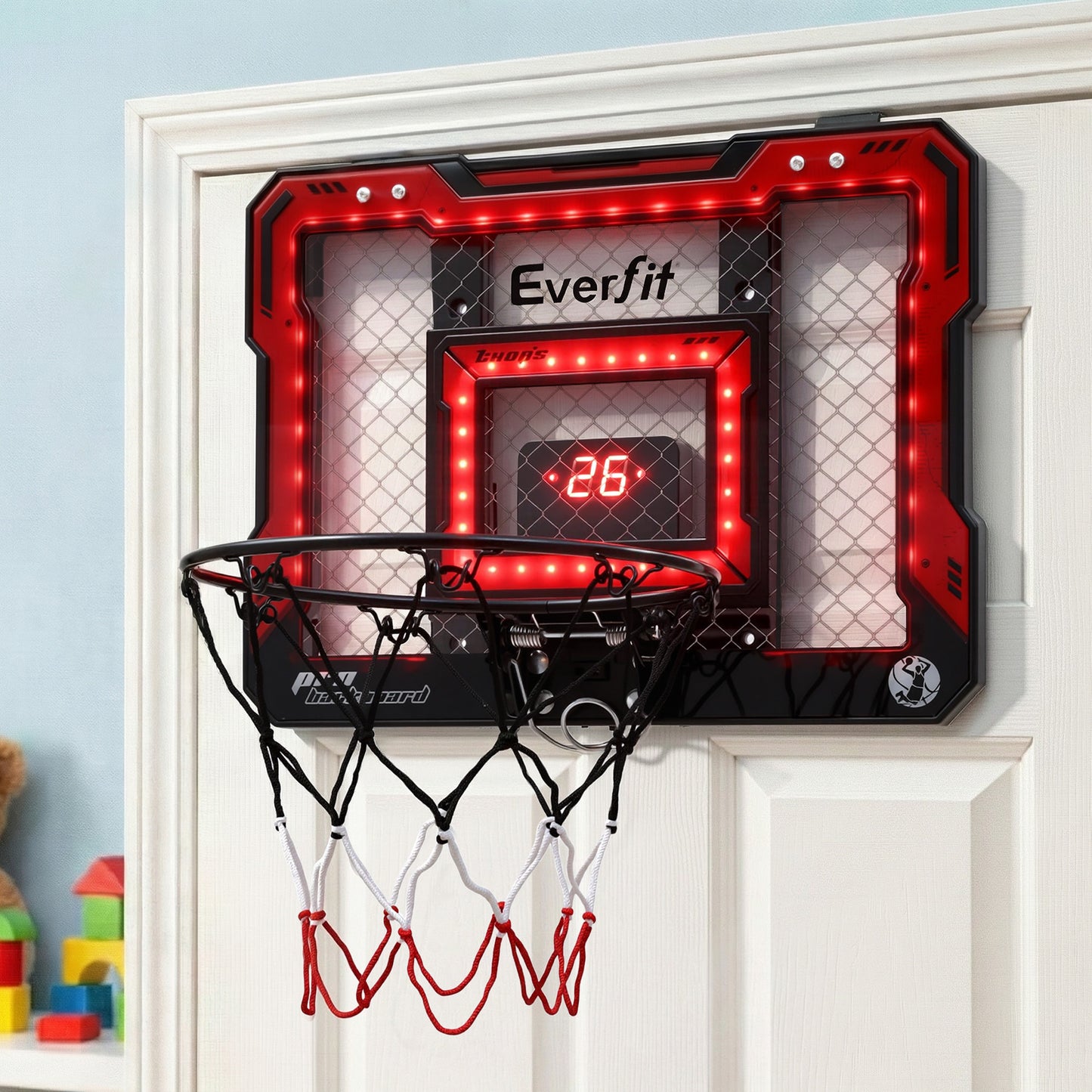 Everfit Mini Basketball Hoop Over Door Indoor LED Scoreboard Kids Set 40x30cm