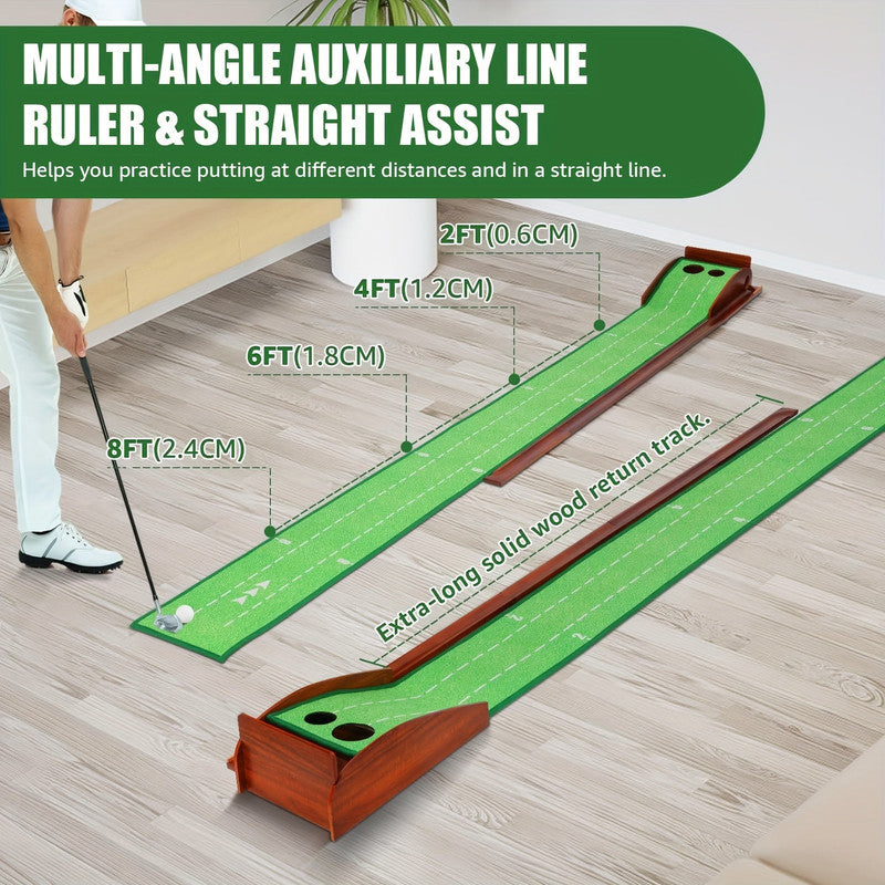 Golf Putting Mat with 2-Hole Training Design