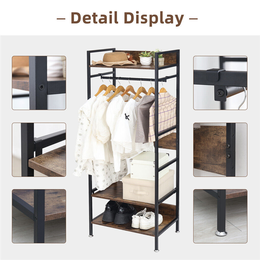 Metal Garment Rack Coat Stand MDF & Iron Organizer
