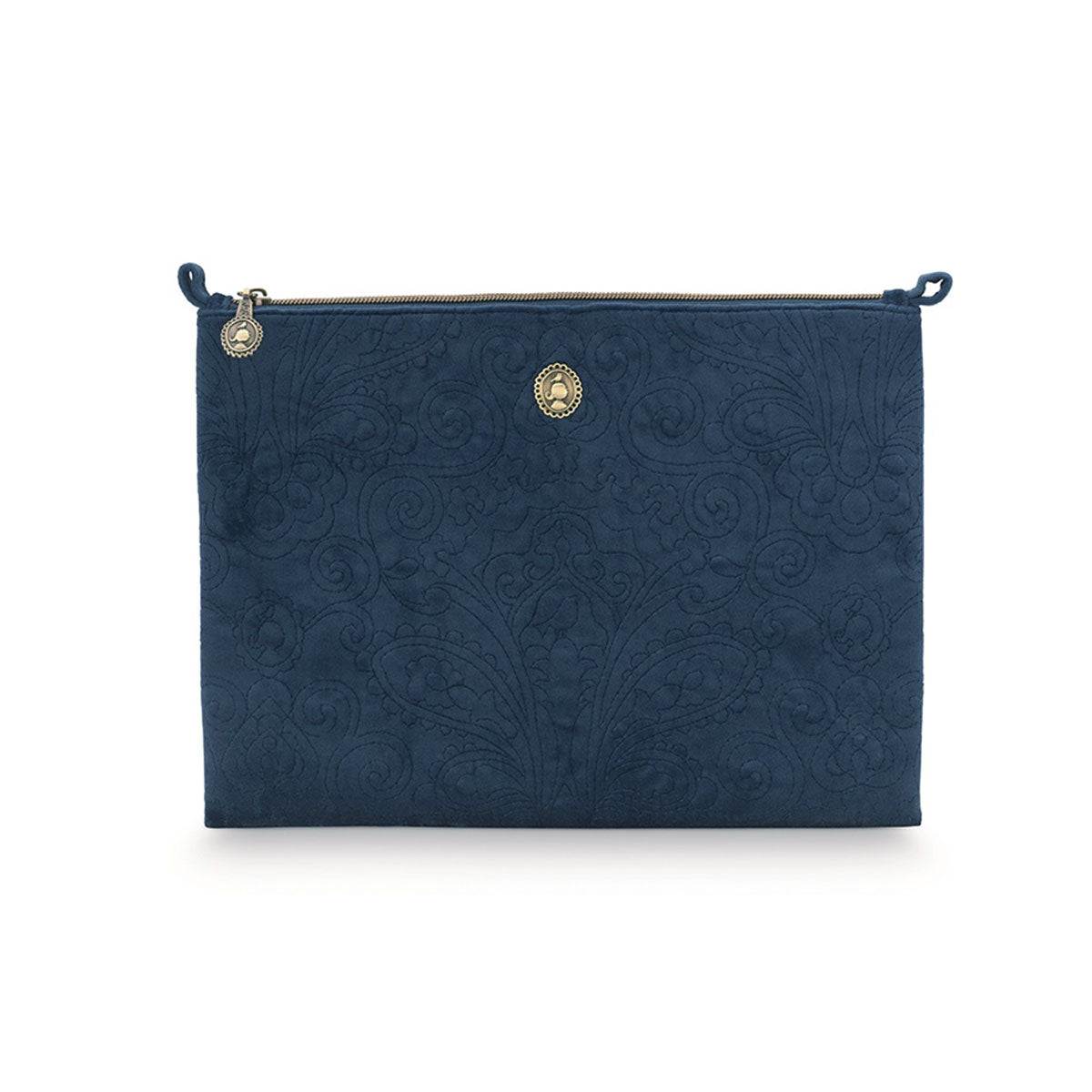 Blue - Pipli Applique Work Cotton Cosmetic Pouch