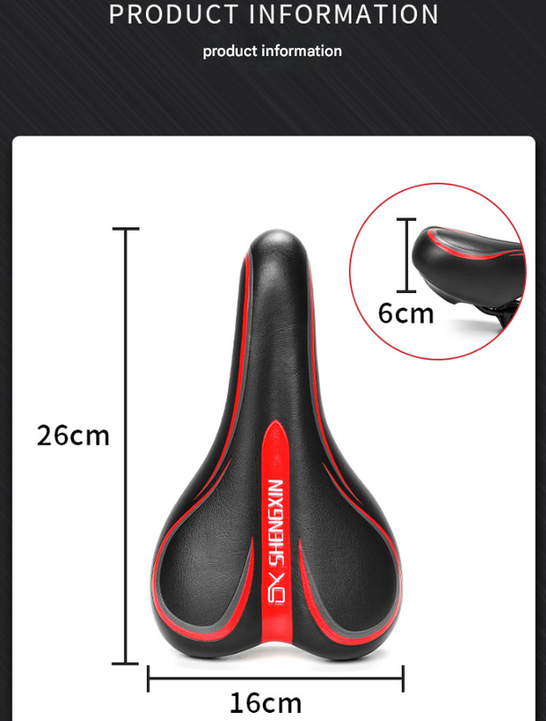 Black and red Mountain Bike Saddle - Comfortable and Durable Bicycle Seat for MTB and Road Bikes
