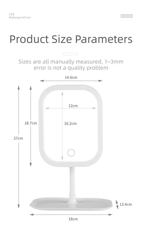 Portable LED Makeup Mirror with Integrated Fill Light & Storage Chassis - 360°Rotatable High-Definition Stylish Tabletop Vanity Mirror(Pink)