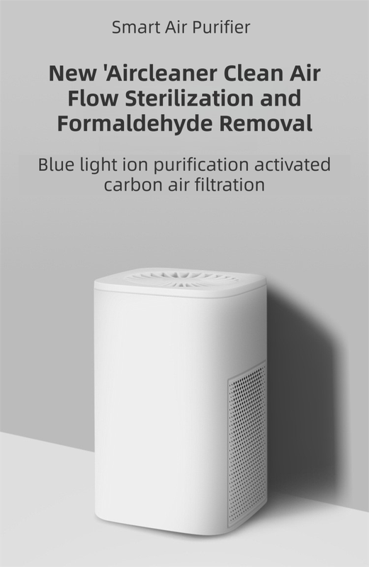 White Compact Desktop Air Purifier with Dual Activated Carbon Filter - Ultra-Quiet Air Cleaner for Home & Office, Powerful 50 m³/h Airflow, Effectively Removes Odor, Smoke, Dust, Pollen & Pet Dander