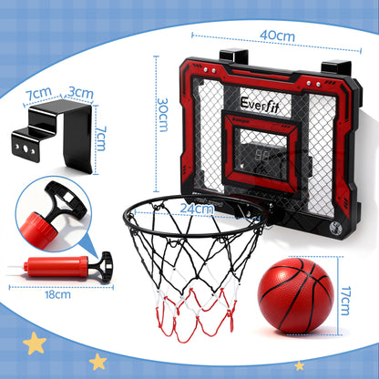 Everfit Mini Basketball Hoop Over Door Indoor LED Scoreboard Kids Set 40x30cm
