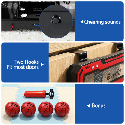 Everfit Mini Basketball Hoop Over Door Indoor LED Scoreboard Kids Set 40x30cm