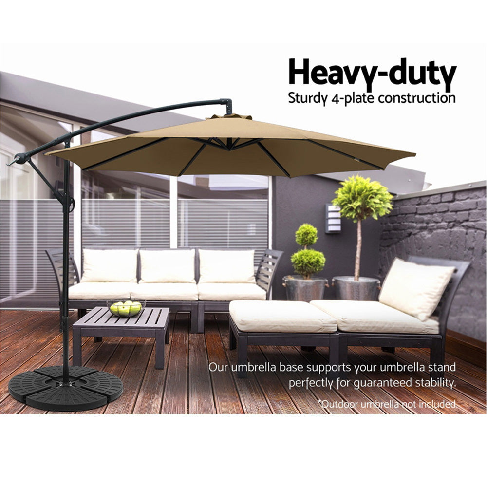 Instahut 48cm Outdoor Umbrella Base Stand 4 Plates Pod Cantilever