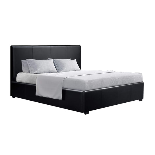 Artiss Bed Frame Queen Size Gas Lift Black NINO