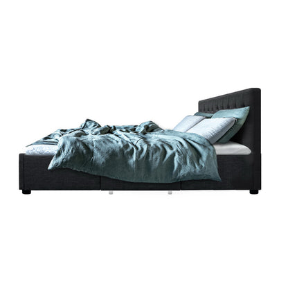 Artiss Bed Frame King Size with 4 Drawers Charcoal AVIO