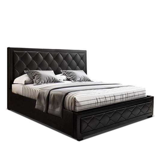 Artiss Bed Frame Queen Size Gas Lift Black TIYO