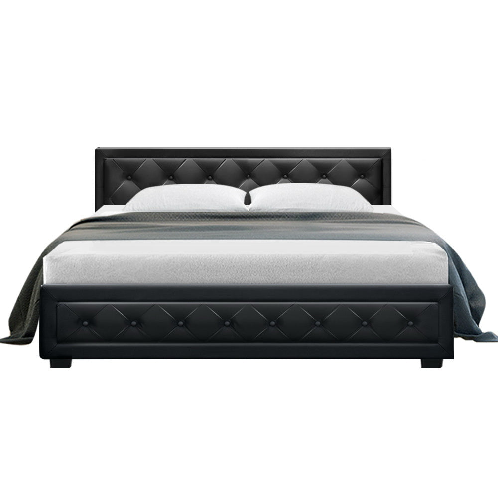 Artiss Bed Frame King Size Gas Lift Black TIYO