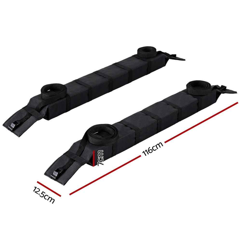 Universal Soft Car Roof Rack 116cm Kayak Luggage Carrier Adjustable Strap Black