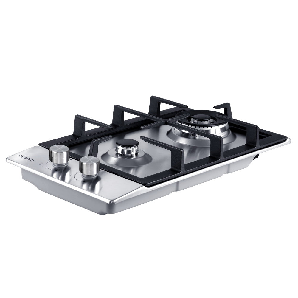 Devanti Gas Cooktop 30cm 2 Burner Silvir