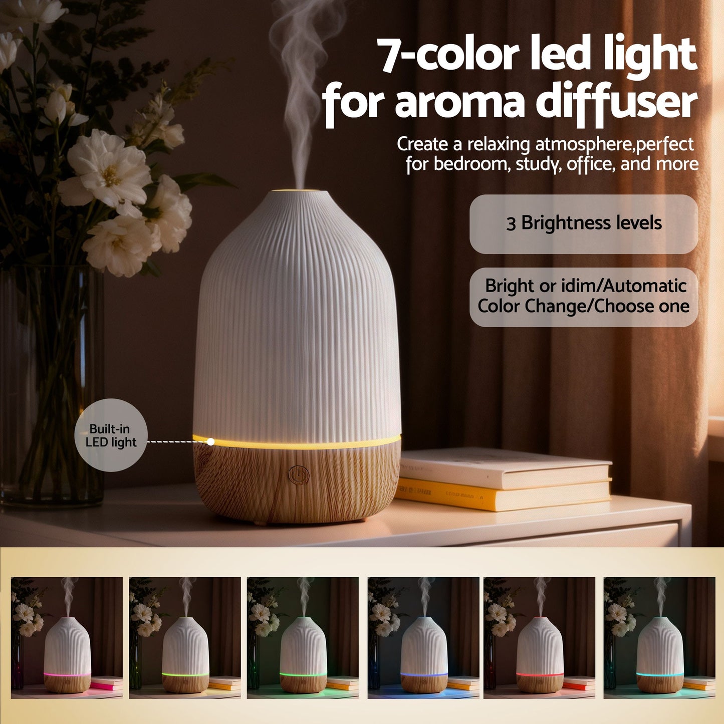 Devanti Ultrasonic Aroma Diffuser Aromatherapy 100ml LED Lights Iron Humidifier Forest