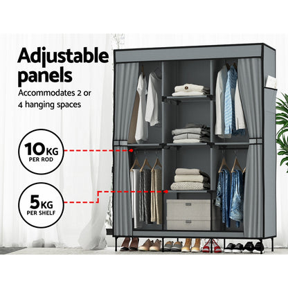 Artiss Large Portable Clothes Closet Wardrobe with Shelf Grey