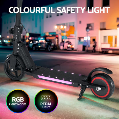 Electric Scooter 130W 16KM/H LED Light Folding Portable Riding Commuter Black