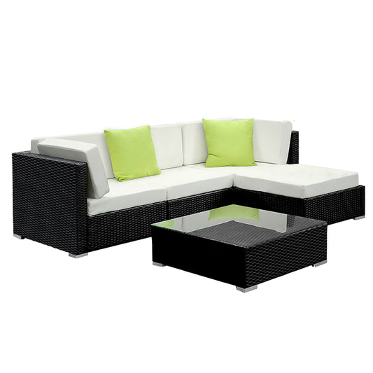 Gardeon 5-Piece Outdoor Sofa Set Wicker Couch Lounge Setting 4 Seater