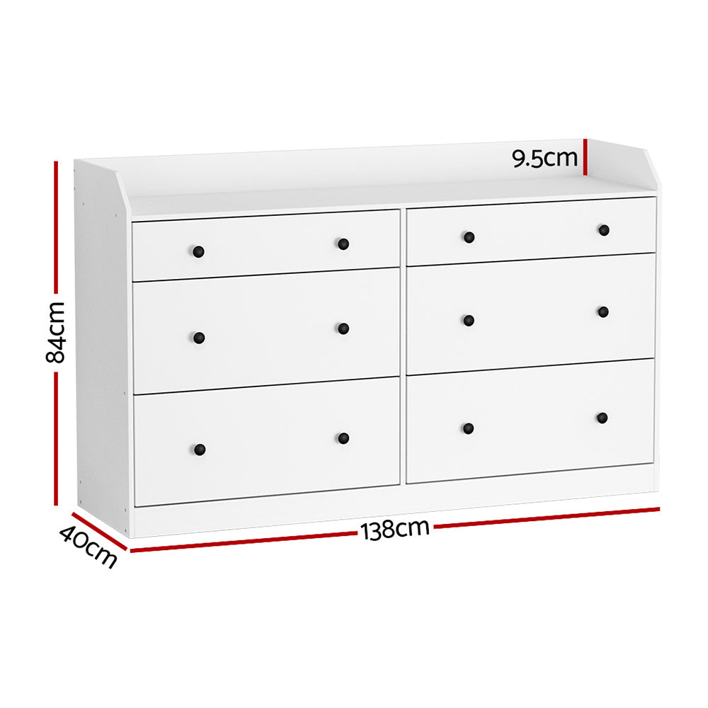 Artiss 6 Chest of Drawers - PETE White