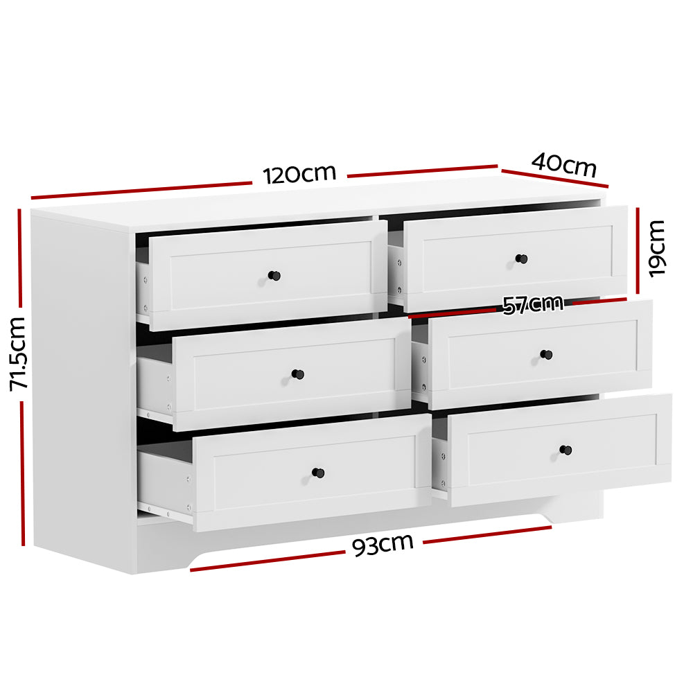 Artiss 6 Chest of Drawers - LEIF White