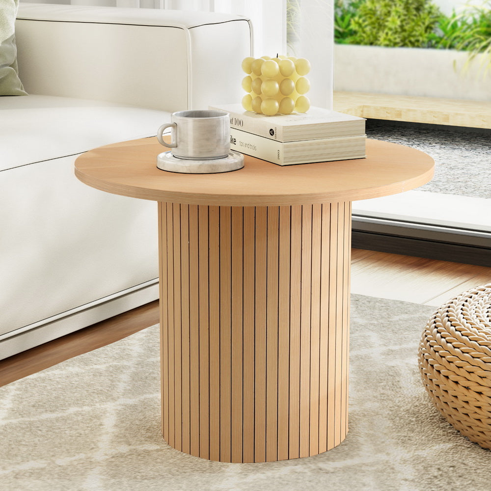 Artiss Coffee Table Round Fluted