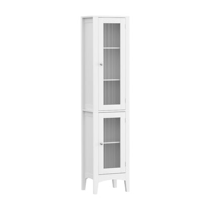 Artiss Bathroom Storage Cabinet 160cm Tall Slim Floor Cupboard Toilet Glass Door White