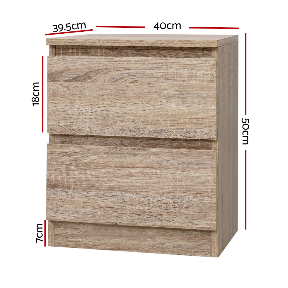 Artiss Bedside Table 2 Drawers - PEPE Oak