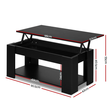 Artiss Coffee Table Lift-top Coffee Table Black