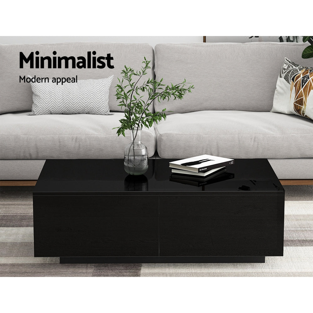 Artiss Coffee Table 4 Drawers Black Trevi