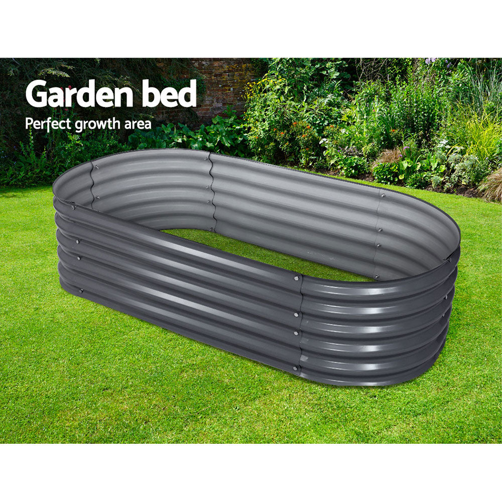 Green Fingers Garden Bed 160X80X42cm Oval Planter Box Raised Container Galvanised