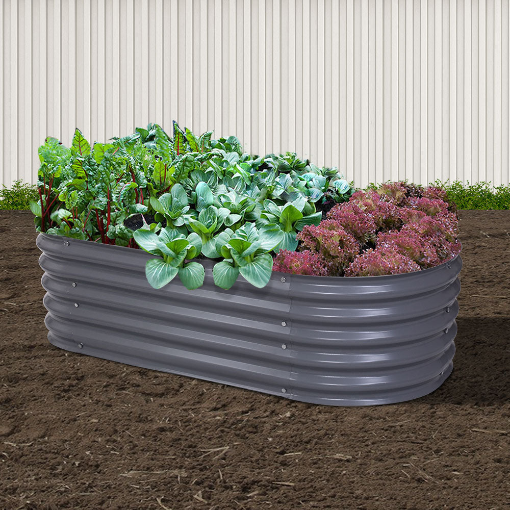 Green Fingers Garden Bed 160X80X42cm Oval Planter Box Raised Container Galvanised