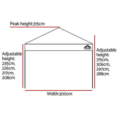 Instahut Gazebo Pop Up 3x3m w/Base Podx4 Marquee Folding Outdoor Wedding Camping Tent Shade Canopy White