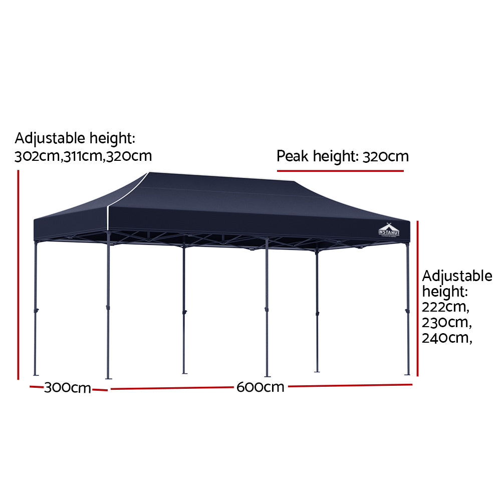 Instahut Gazebo Pop Up Marquee 3x6m Folding Tent Wedding Outdoor Camping Canopy Gazebos Shade Navy