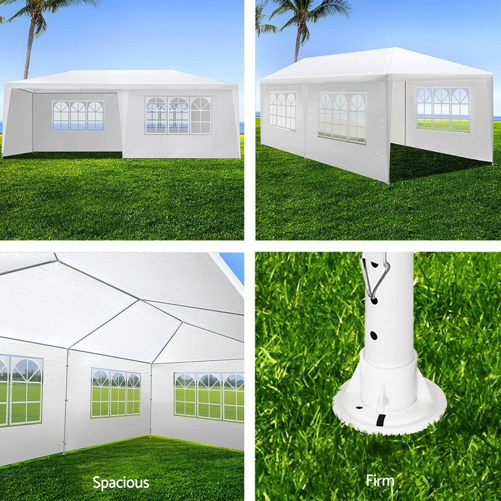 Instahut Gazebo 3x6m Marquee Wedding Party Tent Outdoor Camping Side Wall Canopy 6 Panel White