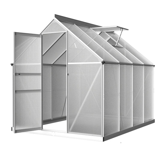 Greenfingers Greenhouse Aluminium Green House Polycarbonate Garden Shed 2.4x1.9M