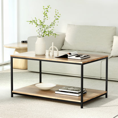 Artiss Coffee Table Rectangular 93CM Walnut Olin