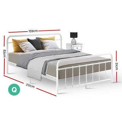 Artiss Bed Frame Metal Frames LEO - Queen (White)