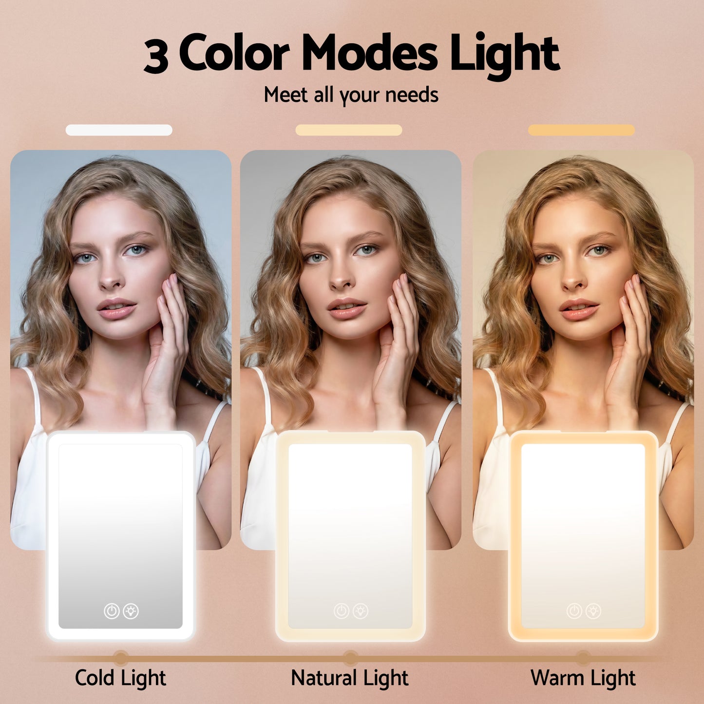 Embellir Portable Travel Makeup Mirror Rechargeable Makeup Mirror with Lights 10x Magnifier White