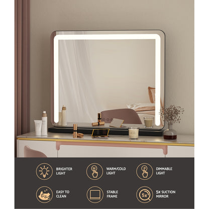 Embellir Makeup Mirror 60x50cm Hollywood Vanity with LED Light Tabletop Black