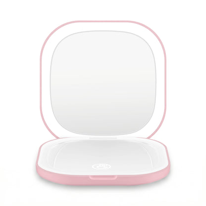 Embellir LED Compact Mirror Lighted Travel Makeup Mirror Pocket-Sized 1x 10x Magnification Square Pink