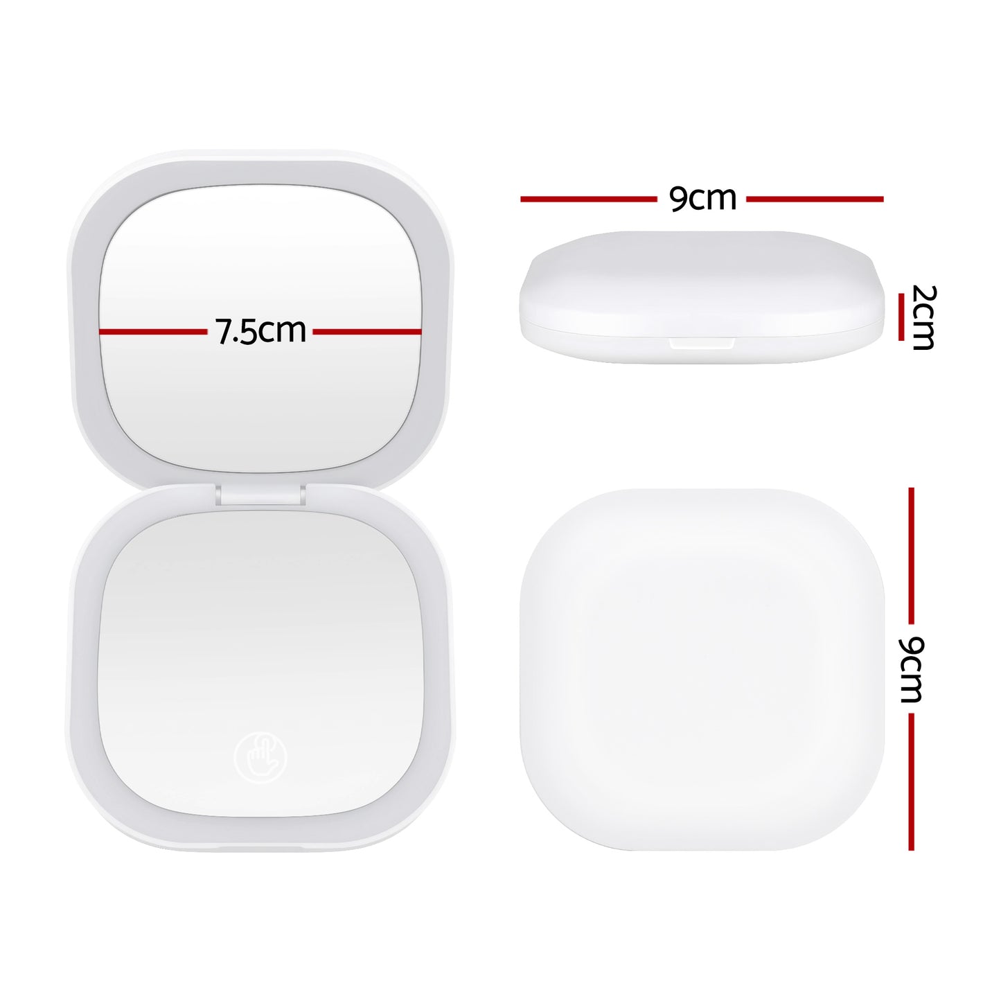 Embellir LED Compact Mirror Lighted Travel Makeup Mirror Pocket-Sized 1x 10x Magnification Square White