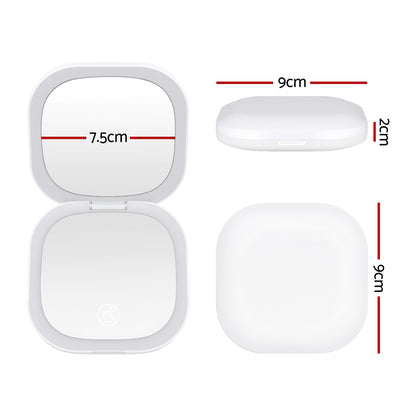 Embellir LED Compact Mirror Lighted Travel Makeup Mirror Pocket-Sized 1x 10x Magnification Square White