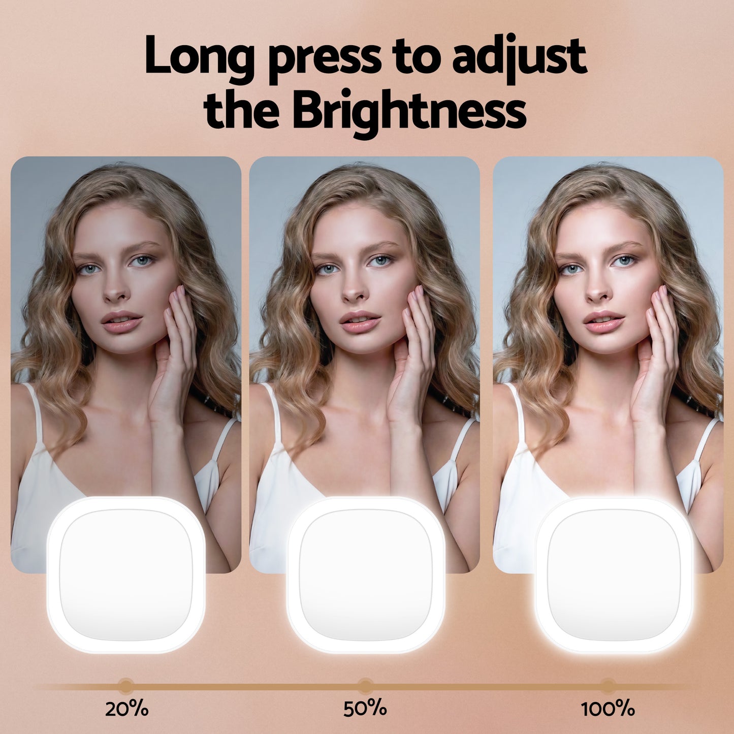 Embellir LED Compact Mirror Lighted Travel Makeup Mirror Pocket-Sized 1x 10x Magnification Square White