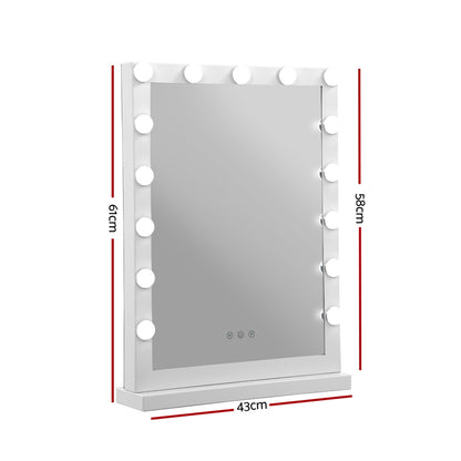 Embellir Makeup Mirror 43x61cm Hollywood Vanity with LED Light Tabletop White