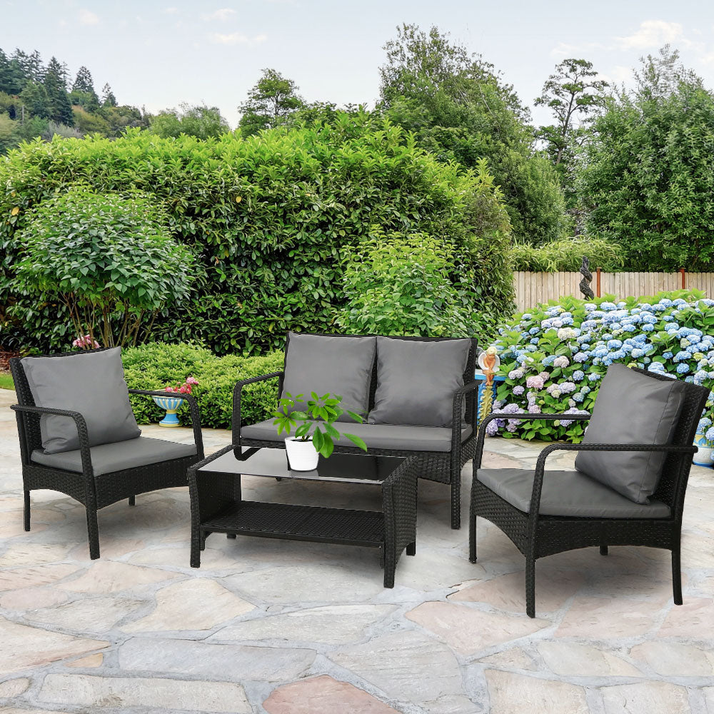 Gardeon Outdoor Sofa Set Lounge Setting Wicker Table and Chairs Garden Patio Furniture