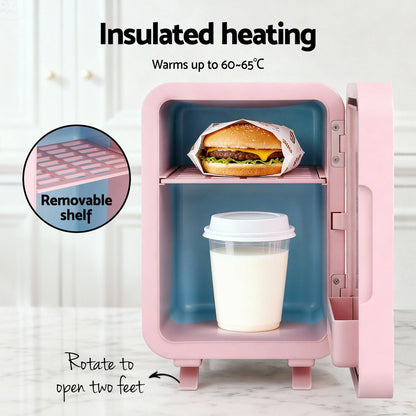 Glacio Mini Fridge Skincare Beauty Cooler Warmer LED Mirror 12V 220V Pink 4L