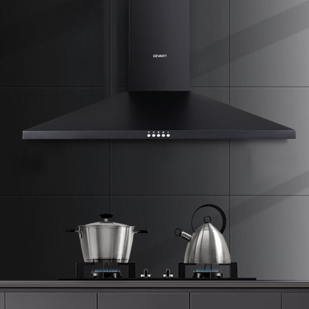 Devanti 900mm Range Hood 90cm Rangehood Black