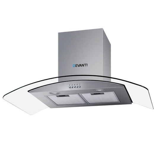 Devanti 900mm Range Hood 90cm Rangehood Glass Canopy