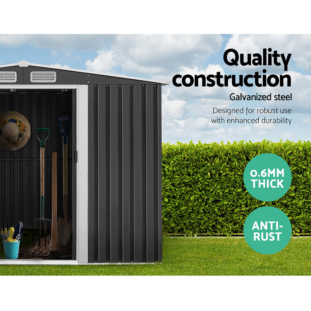 Giantz Garden Shed 2.58x3.14M w/Metal Base Sheds Outdoor Storage Workshop Shelter Sliding Door