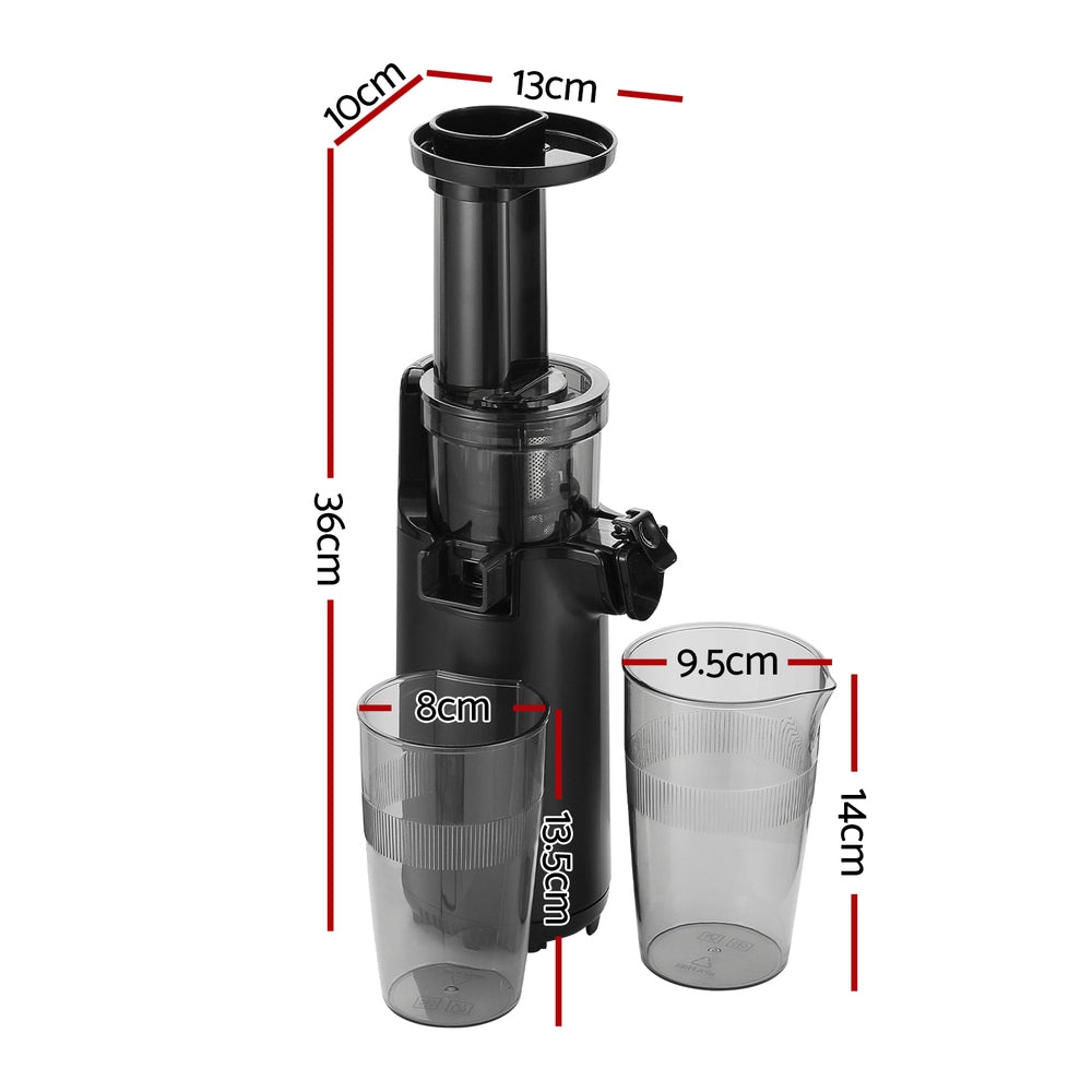 Devanti Slow Juicer Cold Press Fruit Juice Extractor 130W Black