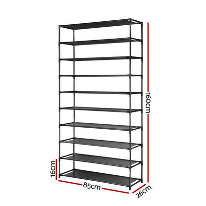 Artiss 10-Tier Shoe Rack Stackable 50 Pairs Black