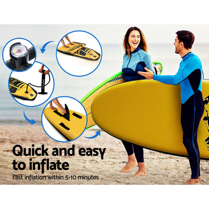 Weisshorn Stand Up Paddle Board 10.6ft Inflatable SUP Surfboard Paddleboard Kayak Surf Yellow